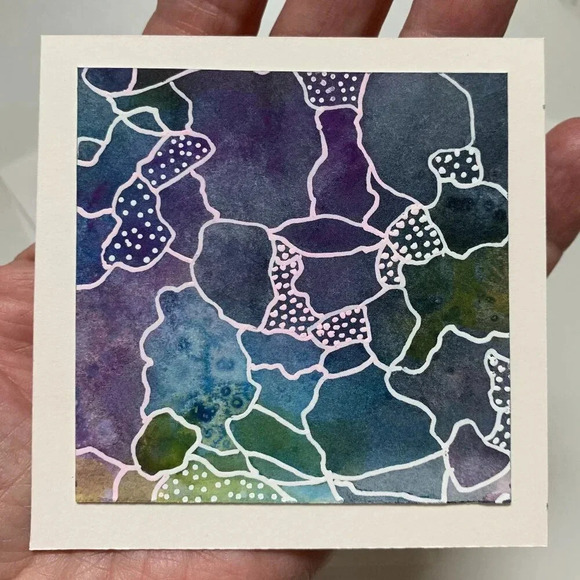 Original Handmade Abstract Watercolor Card Set - 6 Unique Blank Note Cards OOAK - Picture 2 of 12